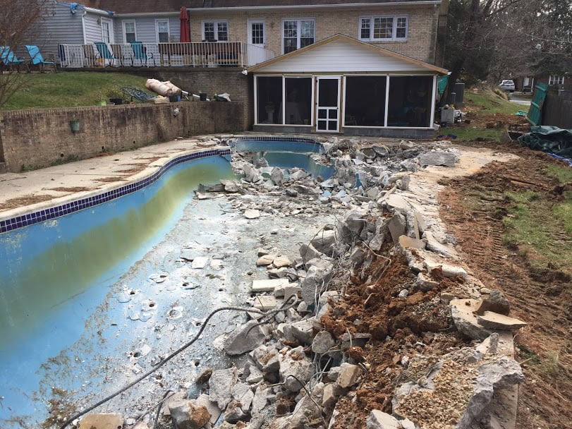 pool removal maryland in progress