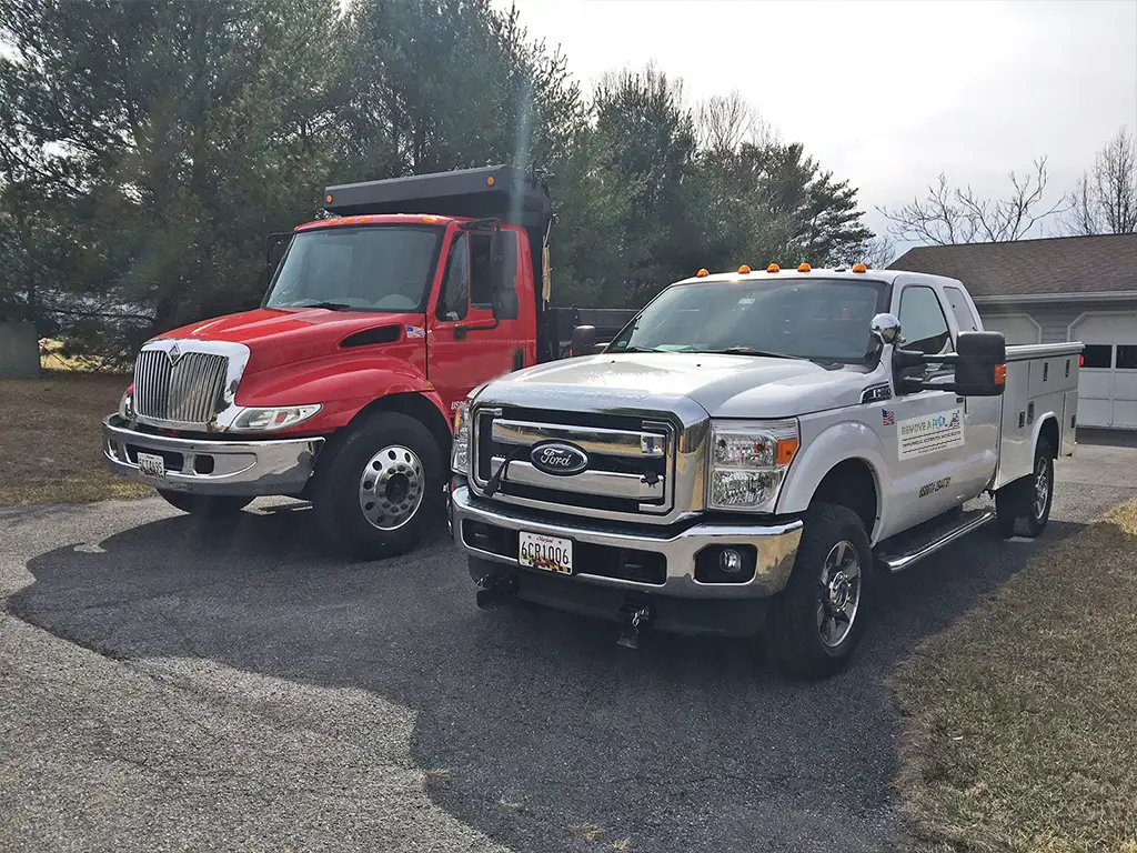 Dump Truck and Company Car of Remove A Pool