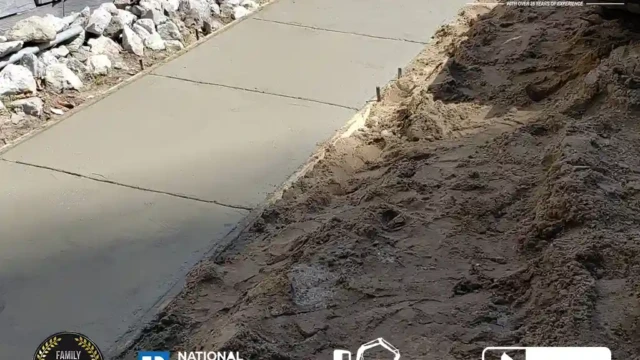 Building the concrete sidewalk