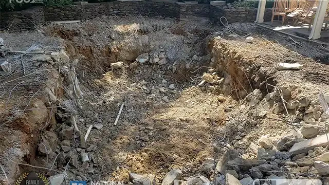 Step 10: At this point, we have successfully removed the large concrete blocks from the deck and the pool. Large concrete blocks were removed from the pool and deck.