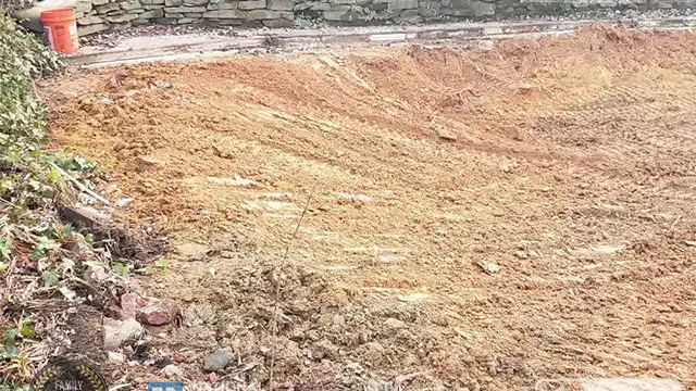 Step 20: We continue adding more soil to ensure the area is perfectly level. More soil was added to ensure leveling.