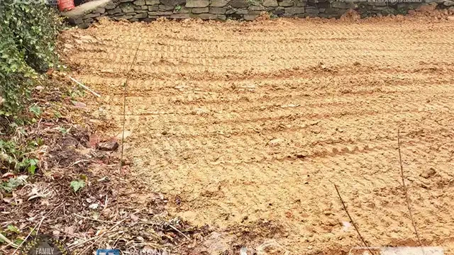 Step 22: The area is leveled and compacted to create a firm foundation for landscaping. Leveling and compacting is almost done.