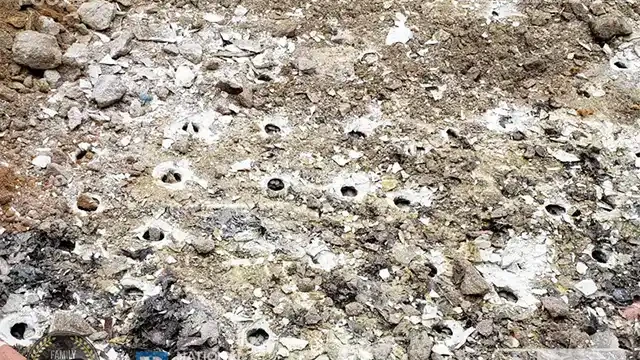 Step 5: To ensure proper drainage, we punch a hole in the bottom section of the pool, allowing water to escape as we work. A hole was punched in the pool's bottom section.