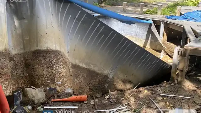 We demolish the remaining parts of the Above Ground Swimming Pool