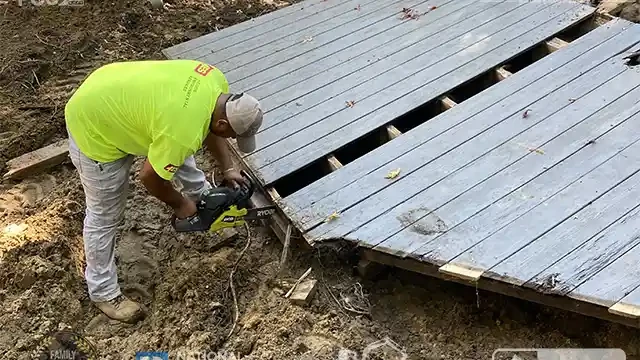 One of our team member start cutting the deck to short pieces